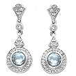 14K White Gold Sky Blue Topaz and Diamond Earrings