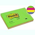 Post-it Notes - Spring Rainbow Ultra Green, Ultra Pink, Neon Yellow, Periwinkle Blue - 12 Pads Per Pack - 100 Sheets Per Pad - 76 mm x 127 mm