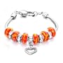 Orange Red Heart Dangle Fits Pandora Charm Murano Glass Bracelet