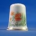 Porcelain China Thimble -- Flower of the Month -- November