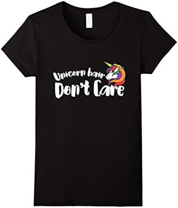 Women's Unicorn Hair Don't Care shirt cool unicorns rainbow t-shirt  XL Black