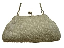 D8034 White Fully Handmade Beaded Evening handbag/purse wedding bag