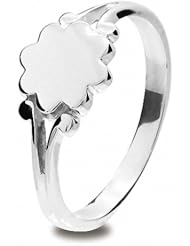 Girls CLover Children Signet Plain Silver Rings Size G 3.5 35308G