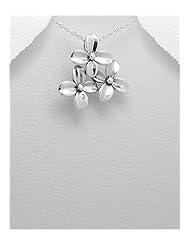Flower Pendant Necklace In 92.5 Sterling Silver