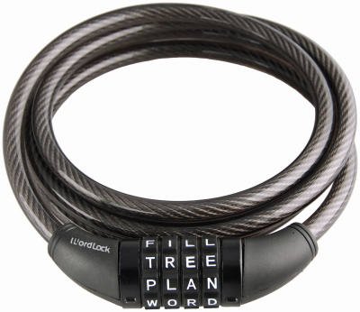 Wordlock CL-422-BK Black 4-Dial 6-Ft. Cable Lock