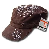 BROWN CASTRO RHINESTONE SAINTS FATIGUE HAT CAP ADJ NEW