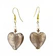 Earrings - E294 - Murano Style Glass - Heart ~ Lt. Amethyst