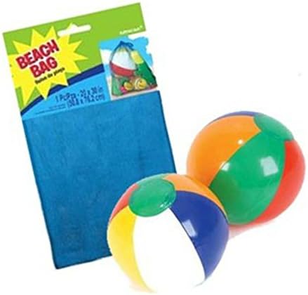 (24) Count Bulk Inflatable 6 Inch Mini Beach Balls Bundle with Mesh Beach Toy Bag