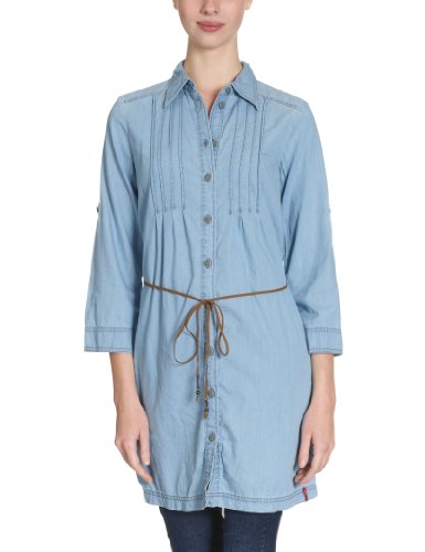 edc by ESPRIT Damen Kleid/ Mini 071CC1E026, Gr. 34 (34), Blau (947 bleached denim) Preisvergleich
