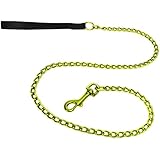 Platinum Pets 4mm Coated Chain Dog Leash with Leather Handle, Corona Lime