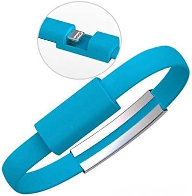 XOOPNET - USB to Lightning Data Sync and Charging Cable Bracelet for Iphone 6 Plus, 6, 5s, 5c, 5; Ipad Air 2, Air 1, Ipad 4; Ipad Mini 3, 2, 1; Ipod Touch 5; Ipod Nano 7 (Blue)