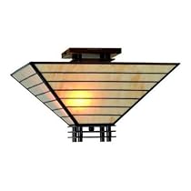 Hot Sale Warehouse of Tiffany TBS24024IV Tiffany-style Mission Semi-flush Ceiling Fixture, White
