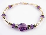 Amethyst - February Birthstone Gold Filled Swarovski Crystal Handmade Beaded Bracelets