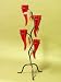 DECOR STYLE Metal Candle Holder with Four Red Glass Lanterns and Chili Peppers Accents