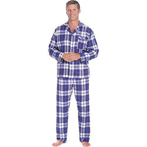 Men's Hanes Long-sleeve Coat-style Flannel Pajamas