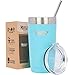 Healthy Human Stainless Steel Tumbler with Straw & Lid | Splash Proof Insulated Travel Cup | Eco-Friendly Coffee Tumblers | Water Cups with Straws Cleaner and Splash Proof Lids (20oz, Glacier)