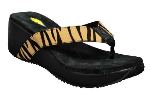 Volatile Women's Jessica Animal Tiger Stripe Wedge Sandal-8 B US
