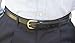 The Vegan Collection Garrison Black Pleather Gold Buckle Belt, Medium