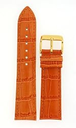 Watch Band Orange Italian Leather Crocodile Grain
