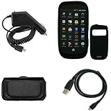iNcido Brand Nokia C7-00/Astound Combo Solid Black Silicone Skin Case Facep ....