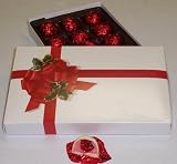 Scott's Cakes 1 lb. White Chocolate Covered Cherry Brandy Cherries in a Ribbon n Holly Box