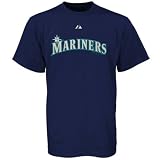 MLB Youth Seattle Mariners Official Wordmark Traditional Navy Short Sleeve Basic Tee By Majestic (Traditional Navy, Medium)