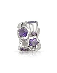 Bling Jewelry Purple CZ 925 Sterling Silver Star Bead Pandora Chamilia Troll Compatilble