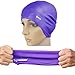 2 Pack,IPOW Soft Wrinkle-Free Silicone Swim Swimming Cap Soft Ear Protective Bating Hat Cap for Short and Medium Length Hair,Purple+Rose Red