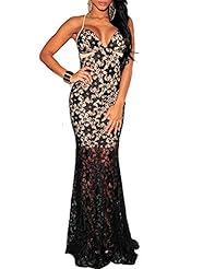 Sexy Sophisticated V-neck Polyester/Spandex Lace Open-Back Illusion Fitted Halter Floral Print Mermaid Evening Dress  with a Brush/Sweep Train 