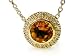 18K Yellow Gold 16 Cable-Chain Round-Shape Citrine Color-Stone Necklace, Set with a Sliding Pendant, Surrounded by Pave Set Diamonds.