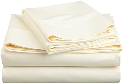 Cotton Blend 600 Thread Count , Deep Pocket, Soft, Wrinkle Resistant 3-Piece Twin XL Bed Sheet Set, Solid Ivory