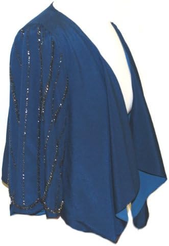 MM Couture Women's Turquoise Bolero Blazer Jacket with Beaded Accenting (Small)