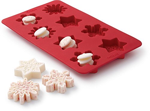 Wilton 2115-0177 silicone snowflake bark mold, red