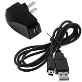 GTMax Black USB Home Wall Travel AC Charger Power Adapter + 2-In-1 USB Data Hotsync & Charging Cable for Nintendo 3DS / DSI (Wrist Strap Lanyard Included)