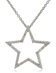 Sterling Silver Star Diamond Pendant Necklace (1/5 cttw, I-J Color, I3 Clarity), 18"