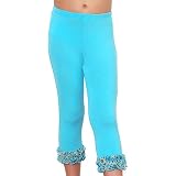 Lipstik Girls Blue Ruffle Trim Soft Capri Designer Leggings 4-12