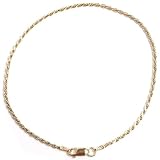 18kt Gold Over Sterling Silver .040 Diamond Cut Rope Chain Anklet 9in