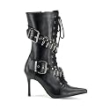 Women's Sexy boots 3 3/4 Inch Sexy High Heel Ankle Boot Black Poly Bullet Military Army Costume Shoe