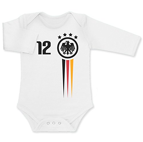 Fanartikel zur Fussball EM Frankreich Baby Geschenk Baby Langarm Body 0 – 3 months Weiß