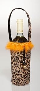 Leopard Wine Bag w/Maribou