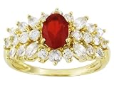 10KT .70CT FIRE OPAL WITH 1.25CTW WHITE ZIRCON RING