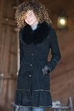 Women's Groove Textured Shearling Coat with Fox Trim