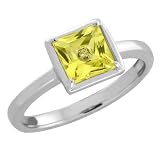 1 Genuine Diamonds Floating In 6MM Lemon Quartz Ring