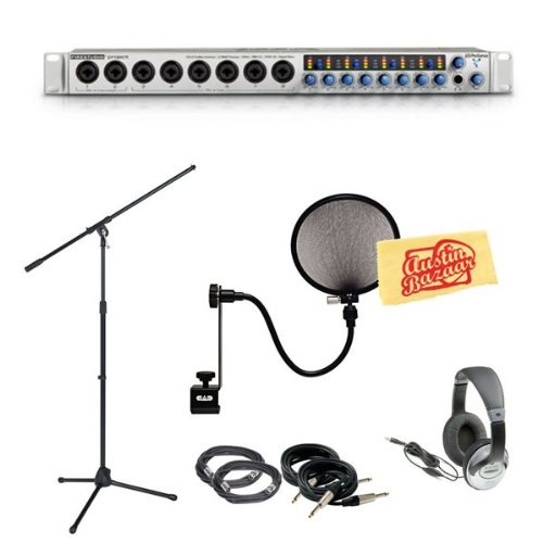 PreSonus FireStudio Project 10x10 FireWire Recording Interface Pack with Mic Stand, Pop Filter, 2 XLR Cables, 2 Instrument Cables, Headphones, and Polishing Cloth