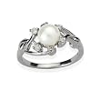 Entwining Vine Cultured Pearl Cubic Zirconia Ring in Platinum Overlay CAREFREE Sterling Silver, White