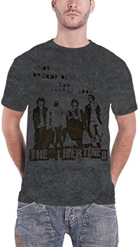 The Libertines Likely Lads Official Mens New Grey Acid Wash Puff Print T Shirt
