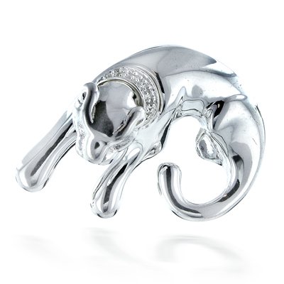 Silver & Diamond Panther Pendant