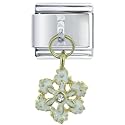 Golden Italian Charm Bracelet Dangle White Snowflake Christmas
