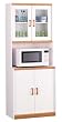 Cabinet with Glass Door Hutch In White/Oak Finish By Ameriwood Furniture