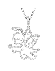 Angel Diamond Pendant with Chain in Sterling Silver (1/10 cttw)